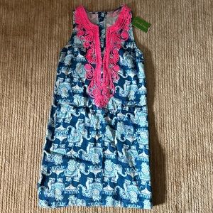 NWT Lilly Pulitzer Elephant Dress Pink And Blue sz 0